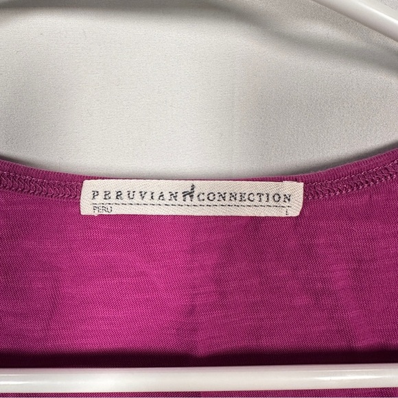 🌺 Peruvian Connection Cotton Tank — Magenta/Fuchsia (L) — V-Scoop Neck - Picture 8 of 11
